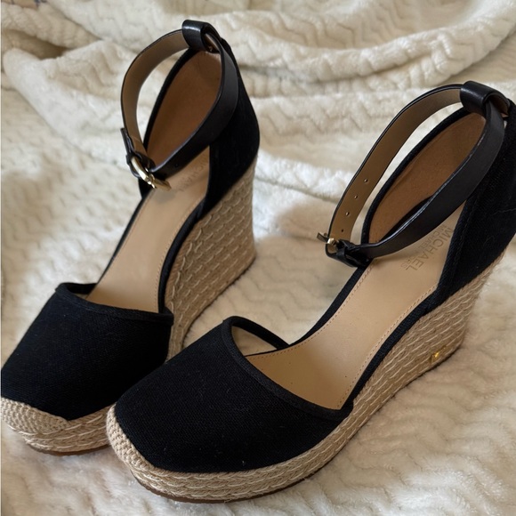 Michael Kors Black Wedge Espadrilles - Picture 1 of 2